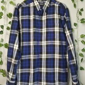 Chaps by Ralph Lauren Plaid Easy Care Twill Button Front Lrg Long Sleeve